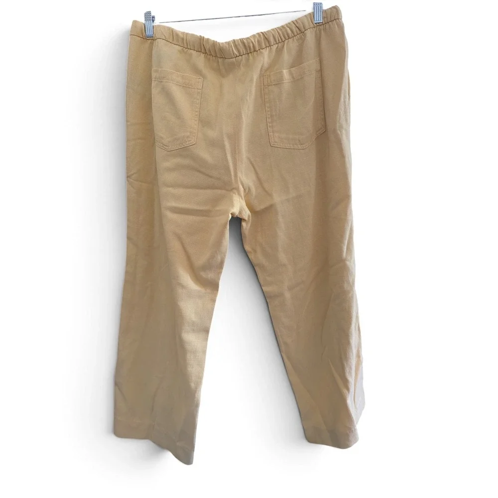Zara Women XXL Yellow Linen Blend Elastic Waist Drawstring Relaxed Pants NWT